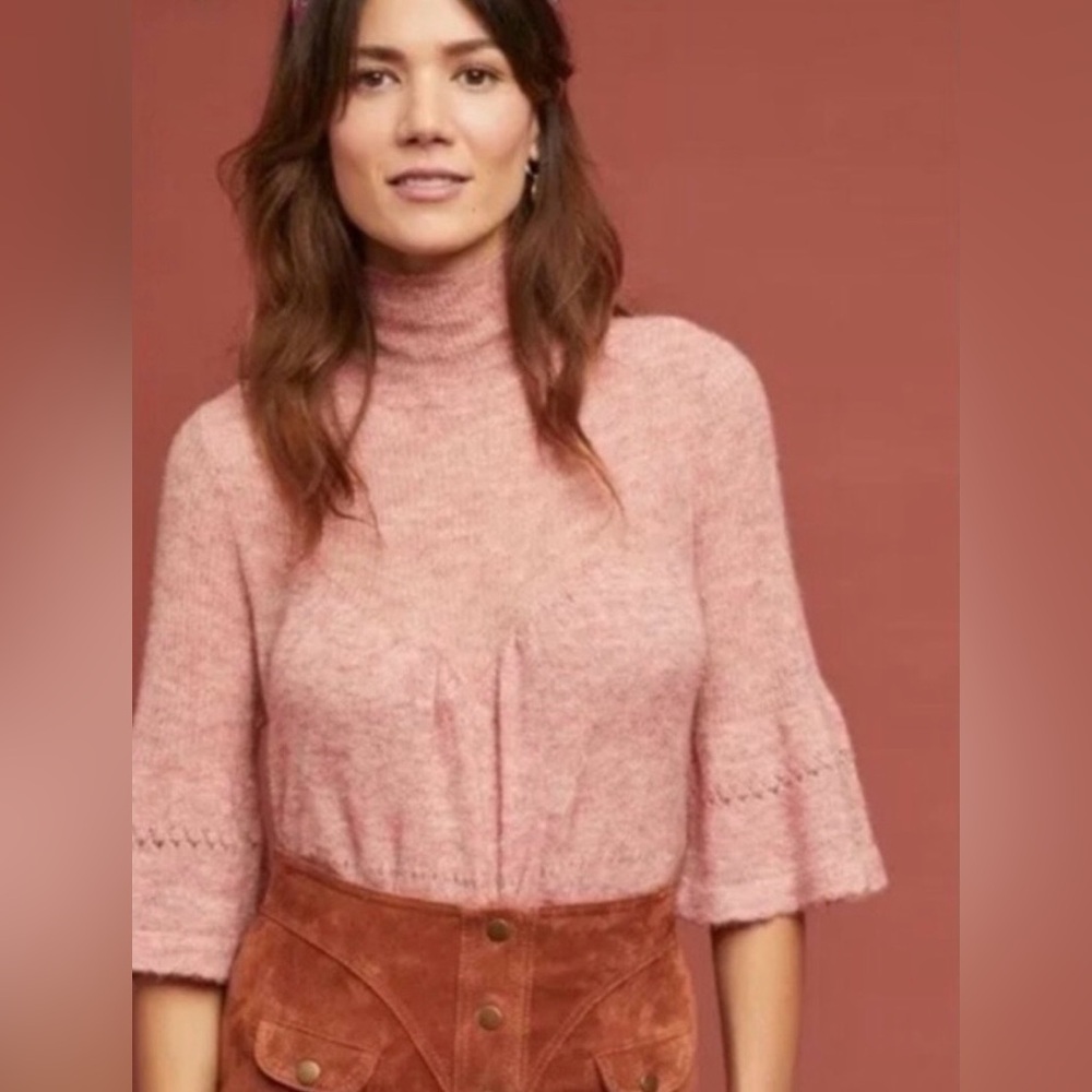Feather Bone by Anthropologie Whitney Sweater Wool Alpaca Blend Pink